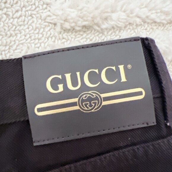 GUCCI JEANS PANTS Tapered CARGO MONOGRAM GG LOGO Horsebit Black Mens Size 30 - Picture 8 of 10
